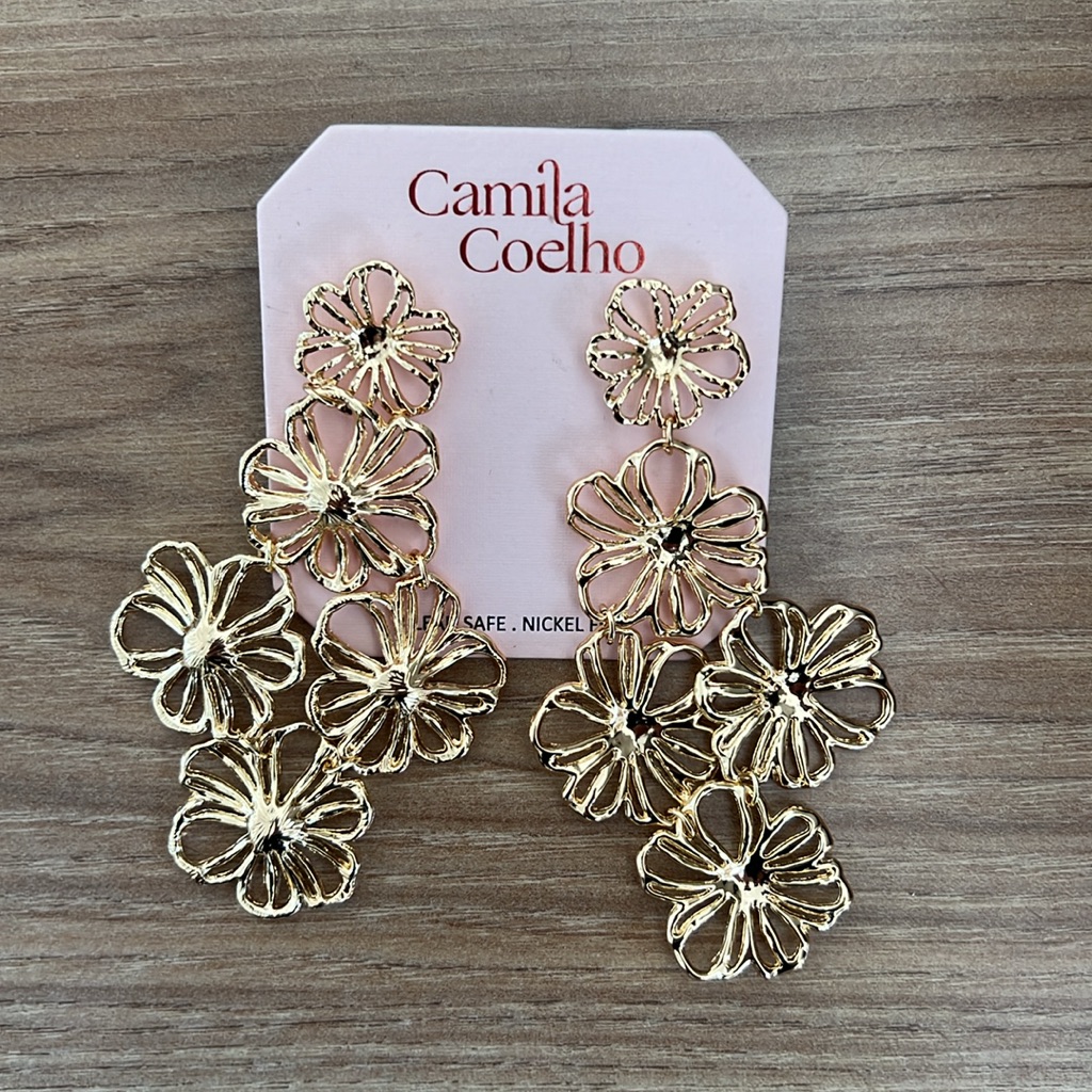 Camila Coelho Gold Floral Drop Earrings 30$